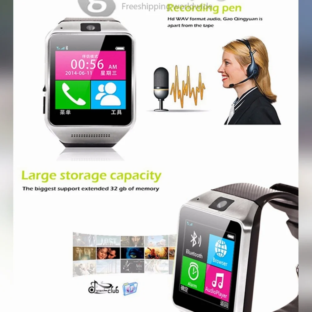 GV08 Sports Smart Watch Phone Wrist Watch With Touch Screen GSM